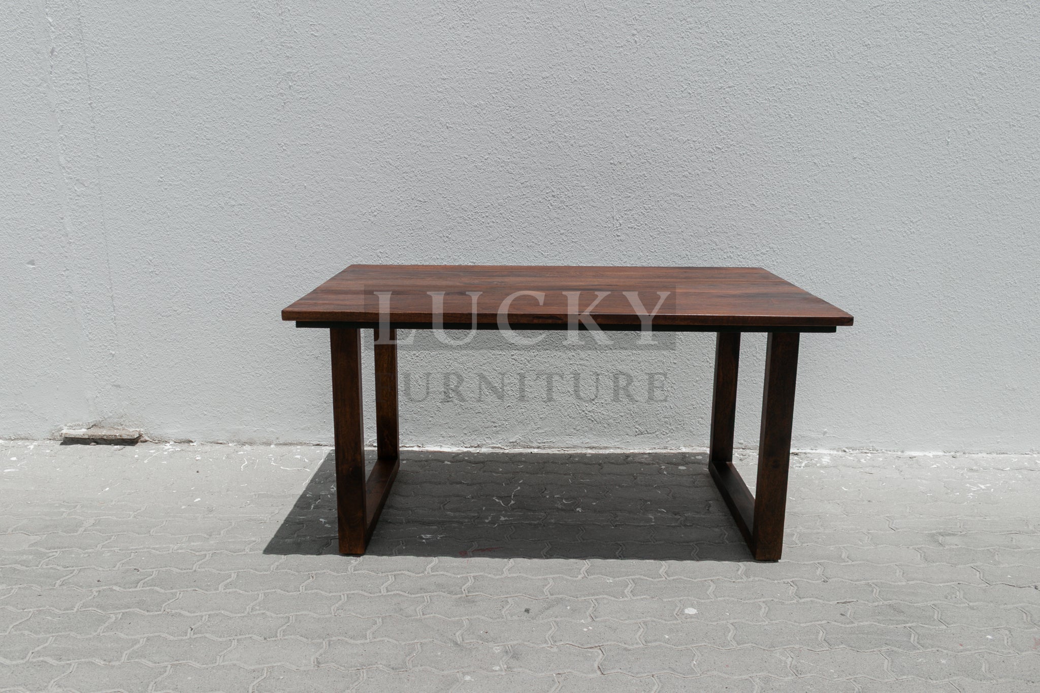 Solid Mango Wood Table Classic Brown with wooden legs