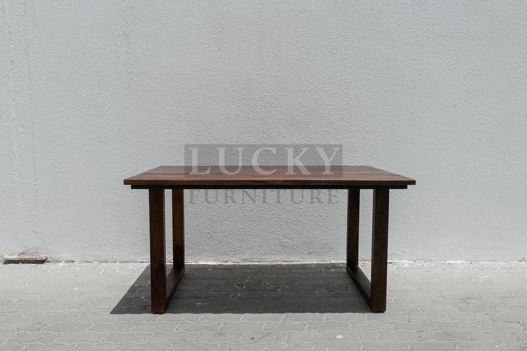 Solid Mango Wood Table Classic Brown with wooden legs