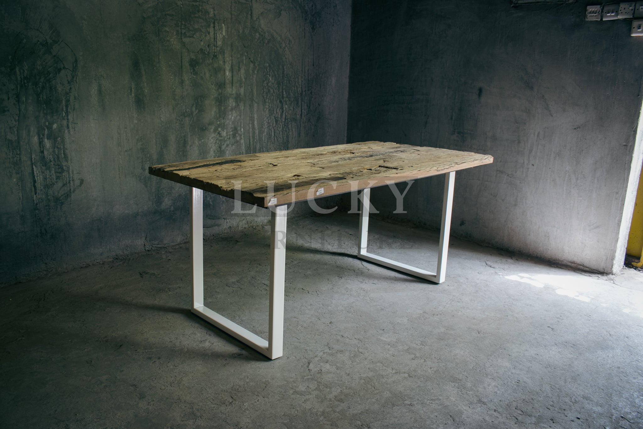 Rustic Teak Railway Sleeper Wood Dining Table with Glass Top