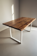 Live Edge Acacia Wood Table with White Metal Legs