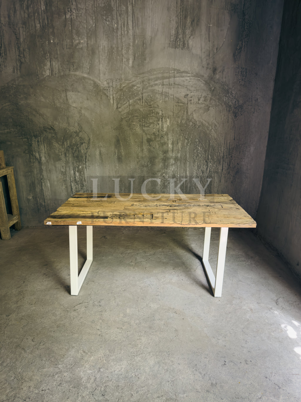 Rustic Teak Railway Sleeper Wood Dining Table with Glass Top