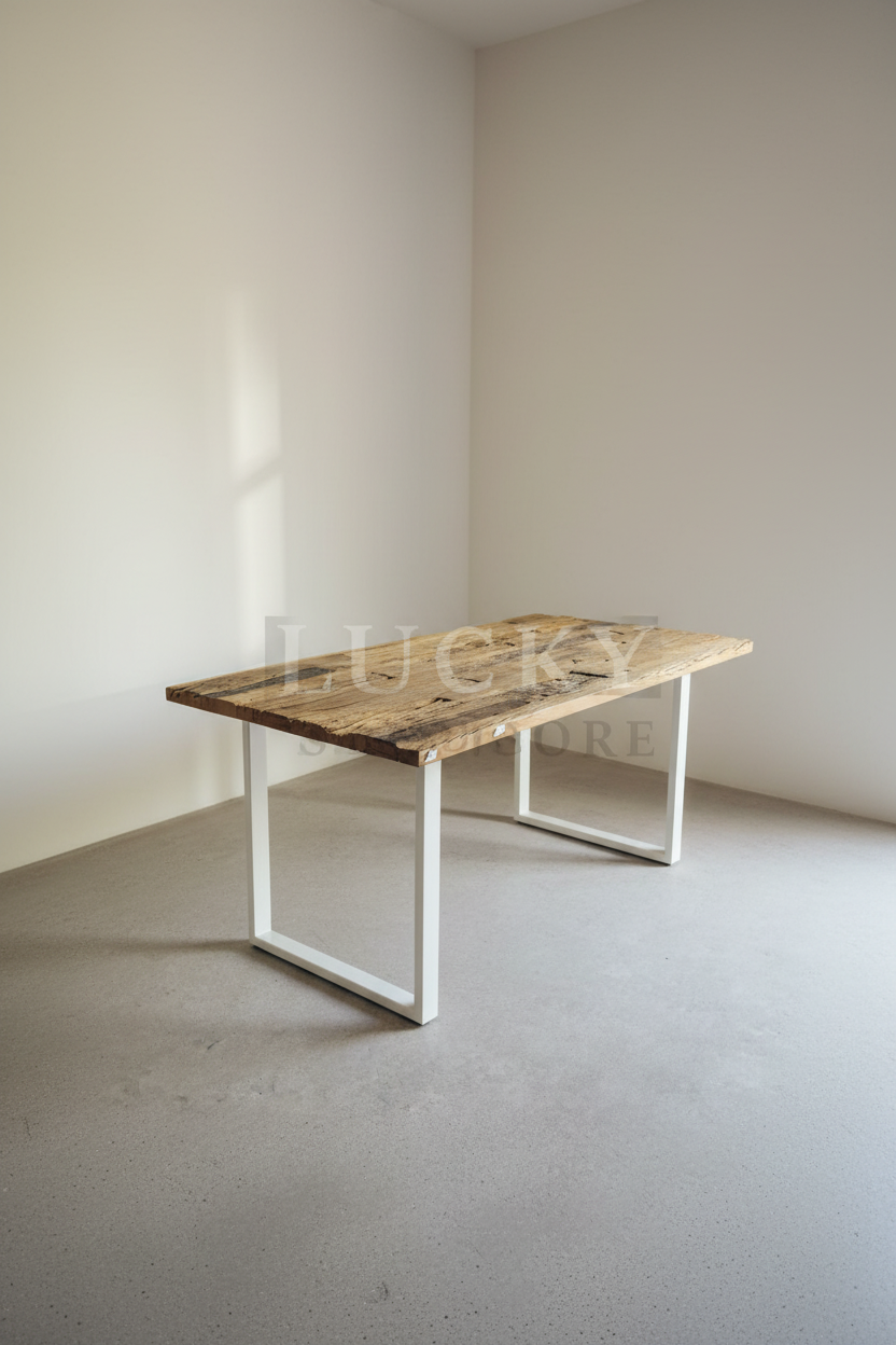 Rustic Teak Railway Sleeper Wood Dining Table with Glass Top