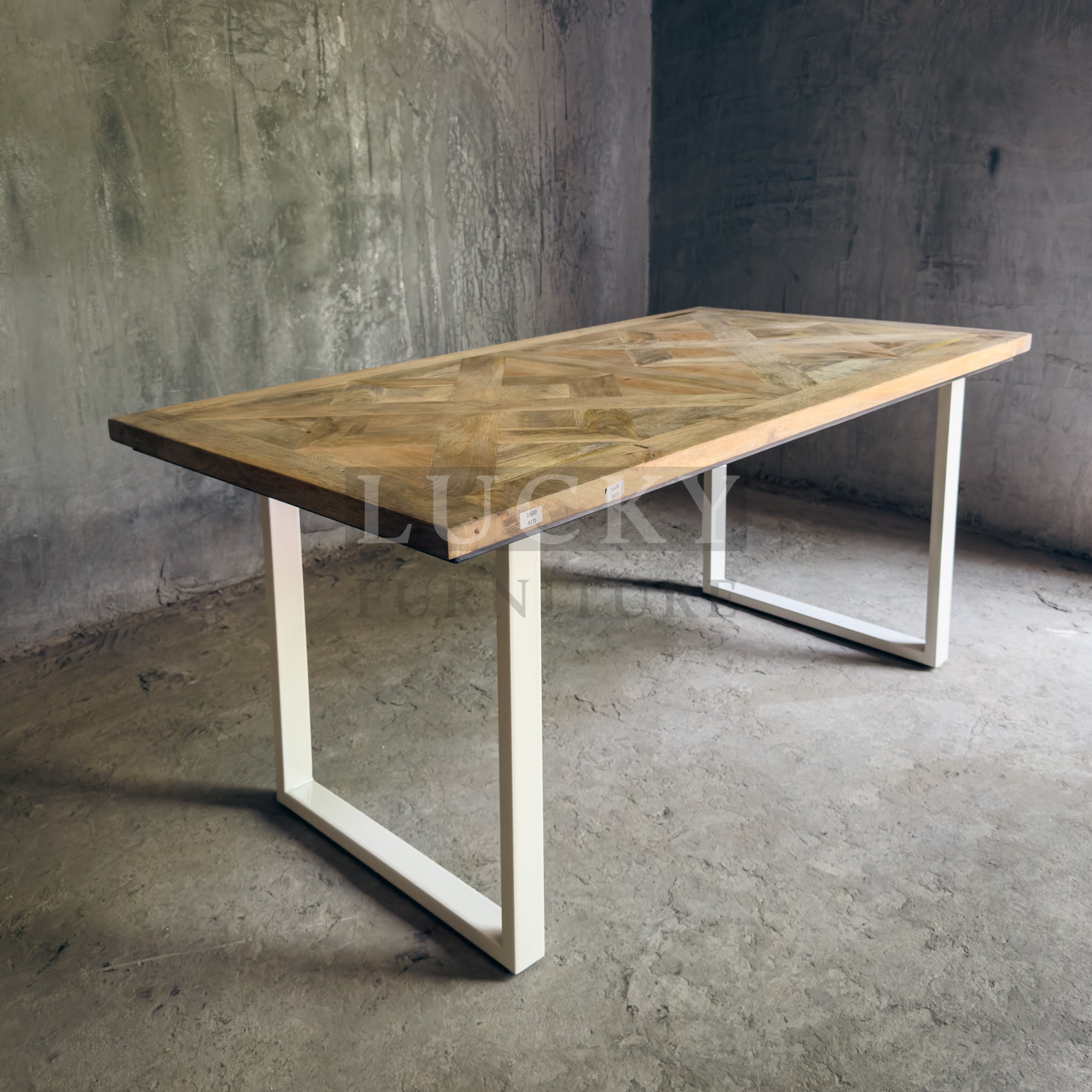 Rustic Teak Railway Sleeper Wood Dining Table with Glass Top