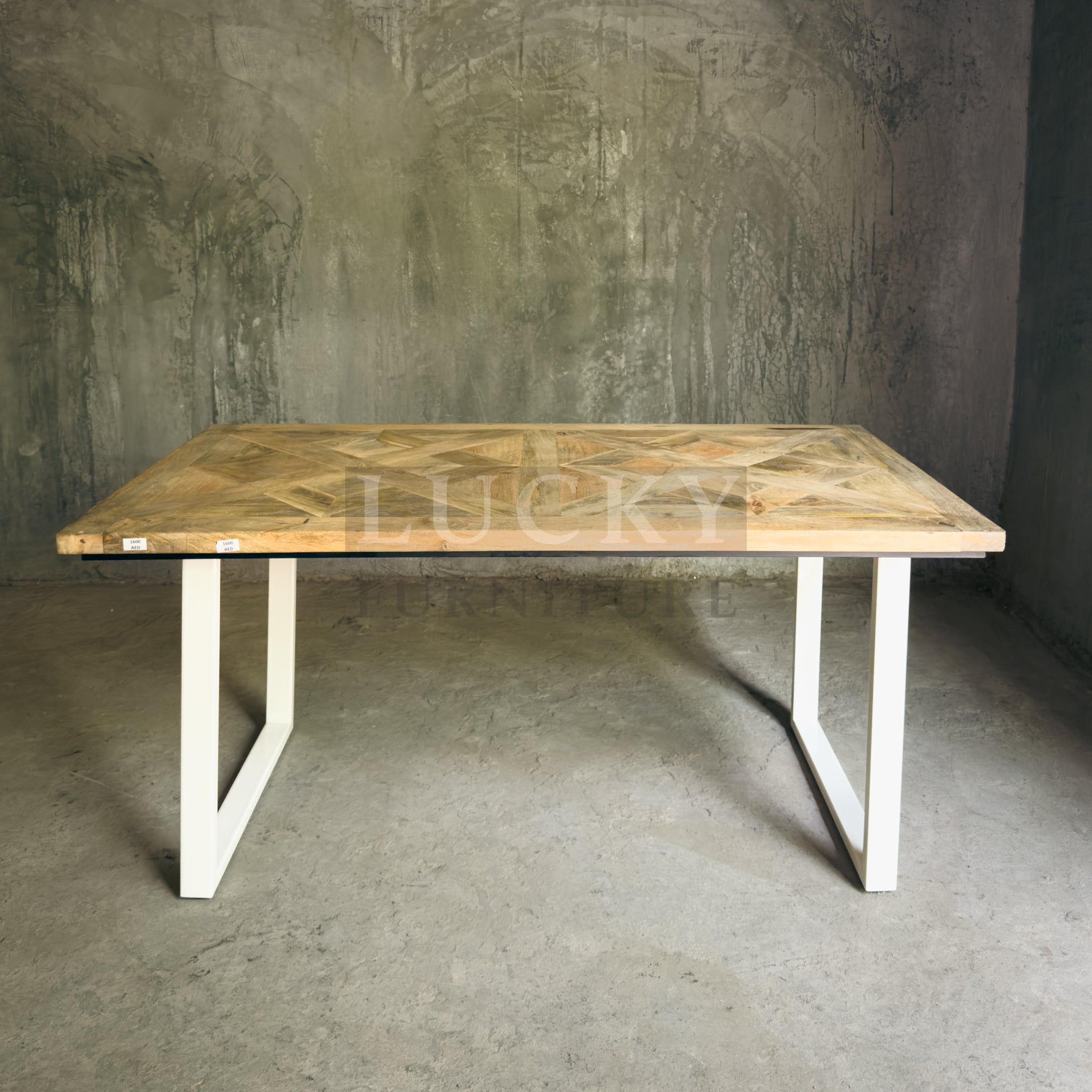 Rustic Teak Railway Sleeper Wood Dining Table with Glass Top