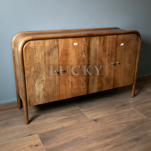 Round Edge Mango wood classic brown Sideboard 4 door