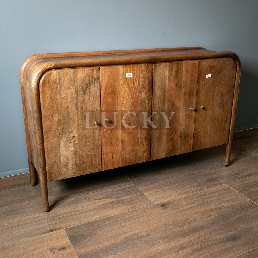 Round Edge Mango wood classic brown Sideboard 4 door