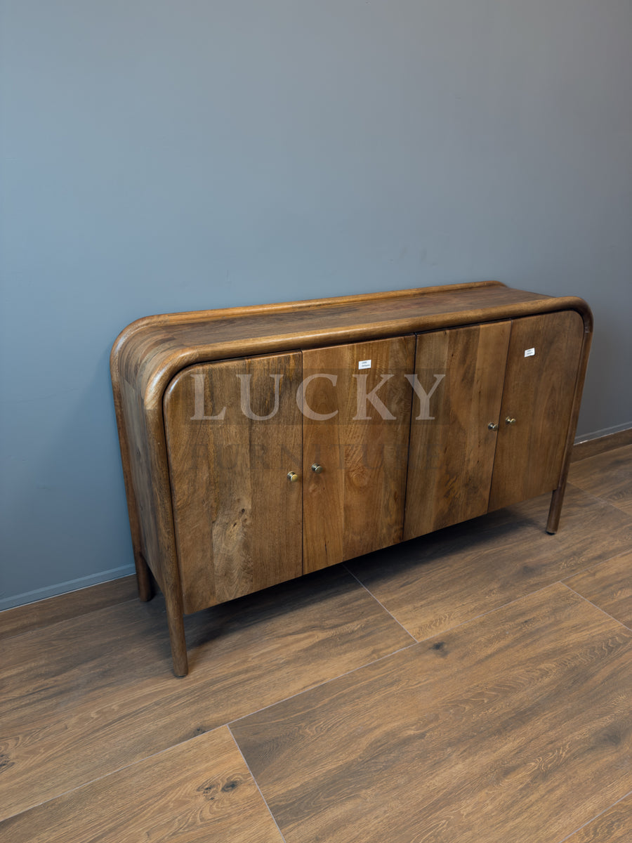 Round Edge Mango wood classic brown Sideboard 4 door