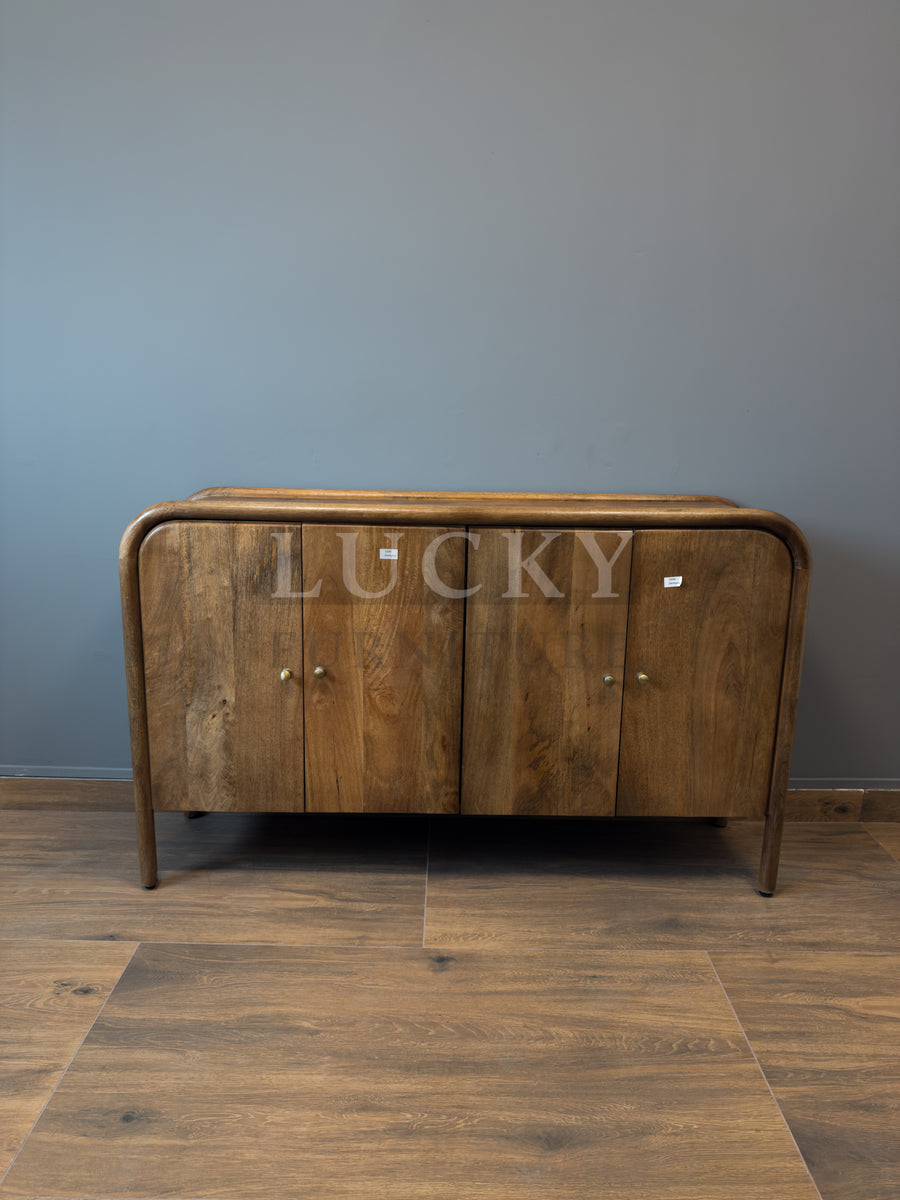 Round Edge Mango wood classic brown Sideboard 4 door