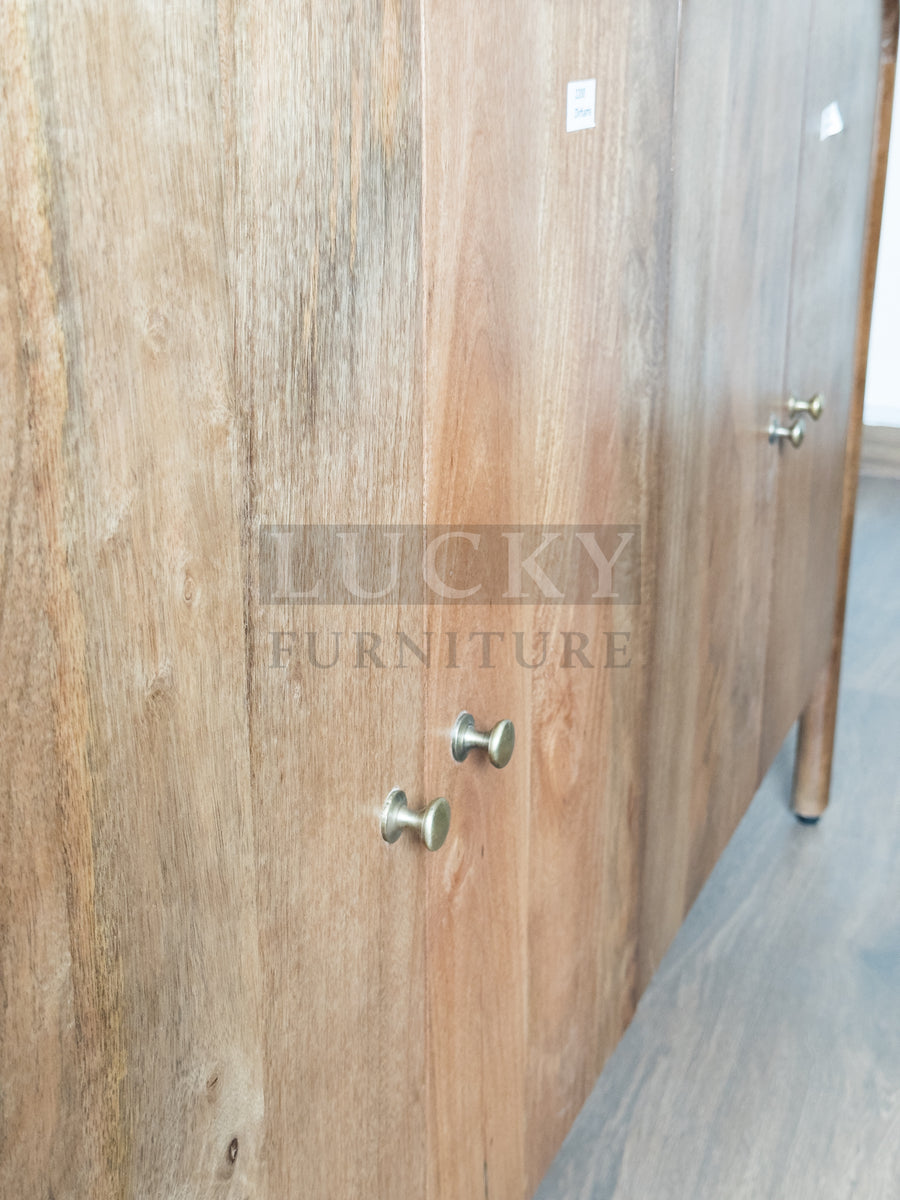 Round Edge Mango wood classic brown Sideboard 4 door