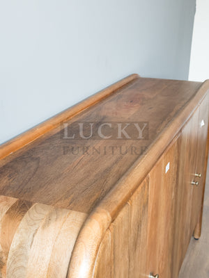 Round Edge Mango wood classic brown Sideboard 4 door