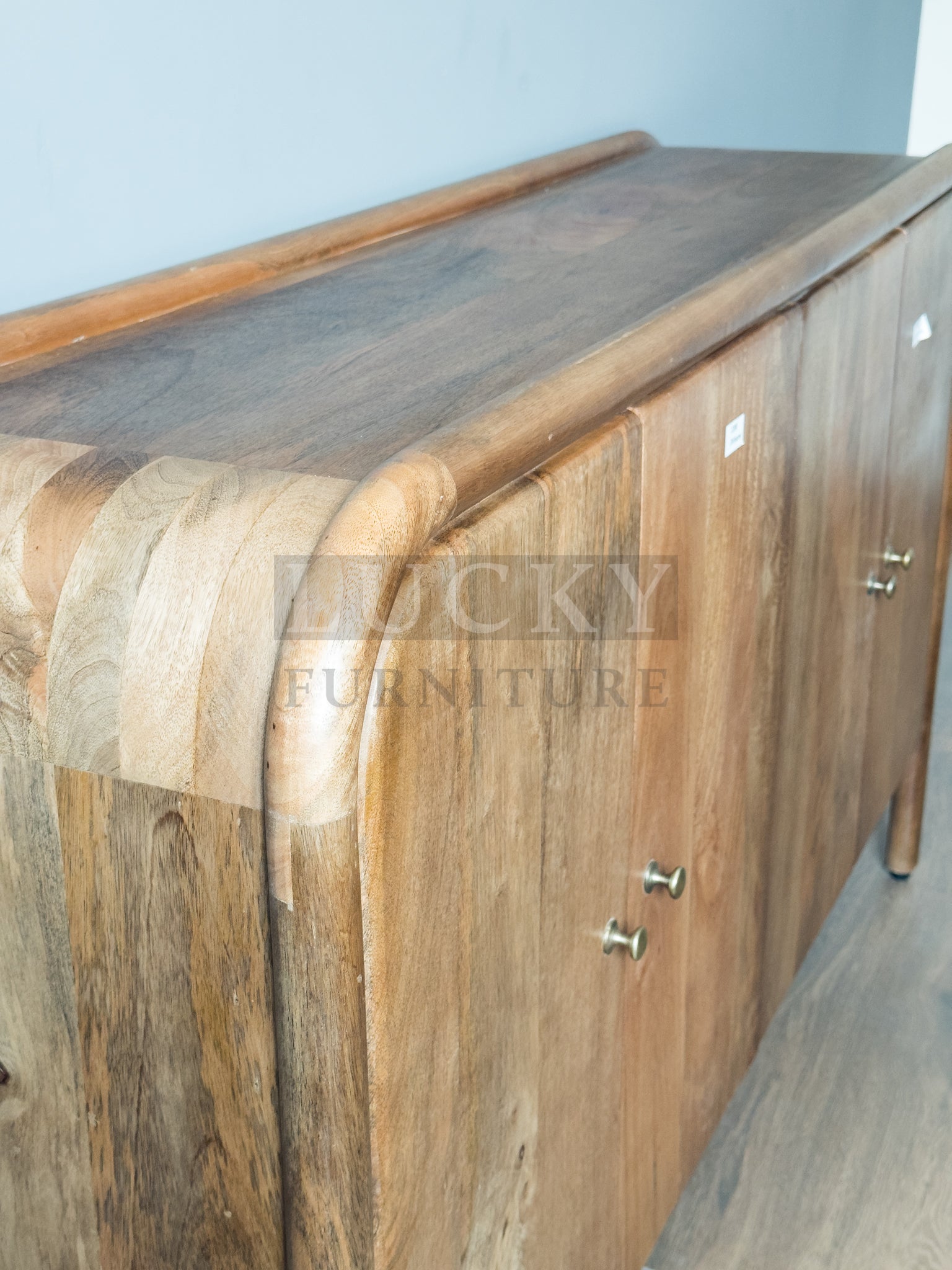 Round Edge Mango wood classic brown Sideboard 4 door