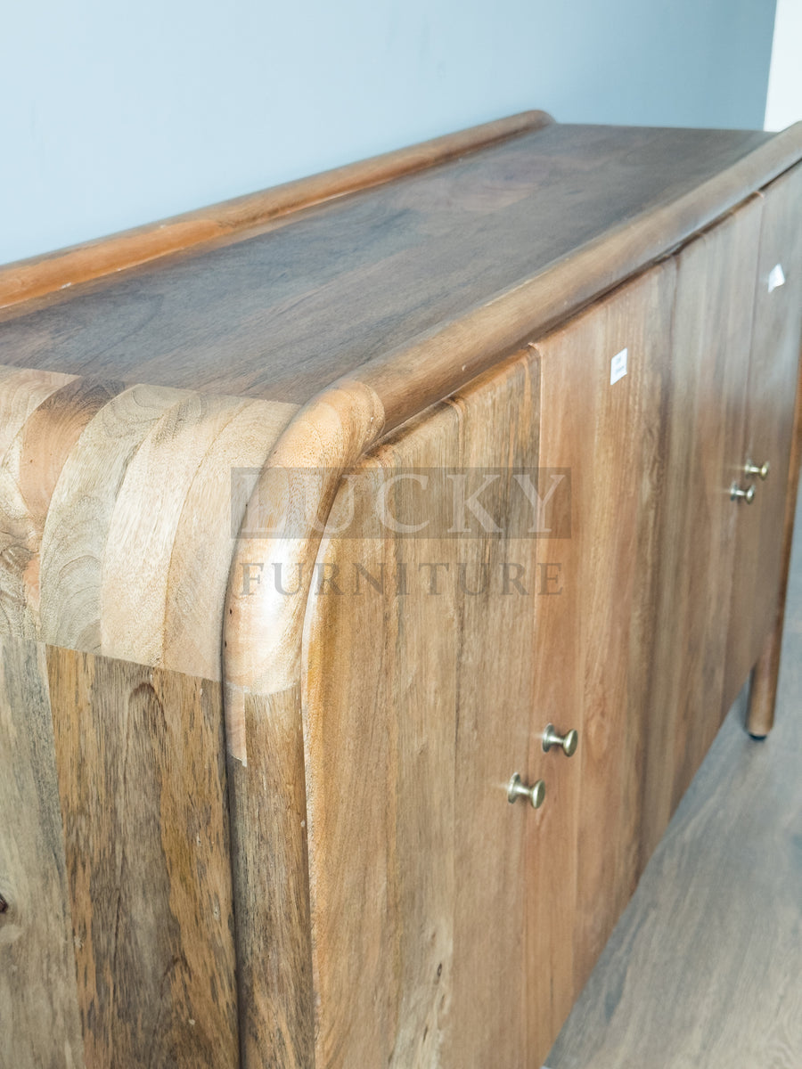 Round Edge Mango wood classic brown Sideboard 4 door