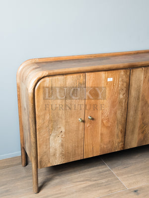 Round Edge Mango wood classic brown Sideboard 4 door