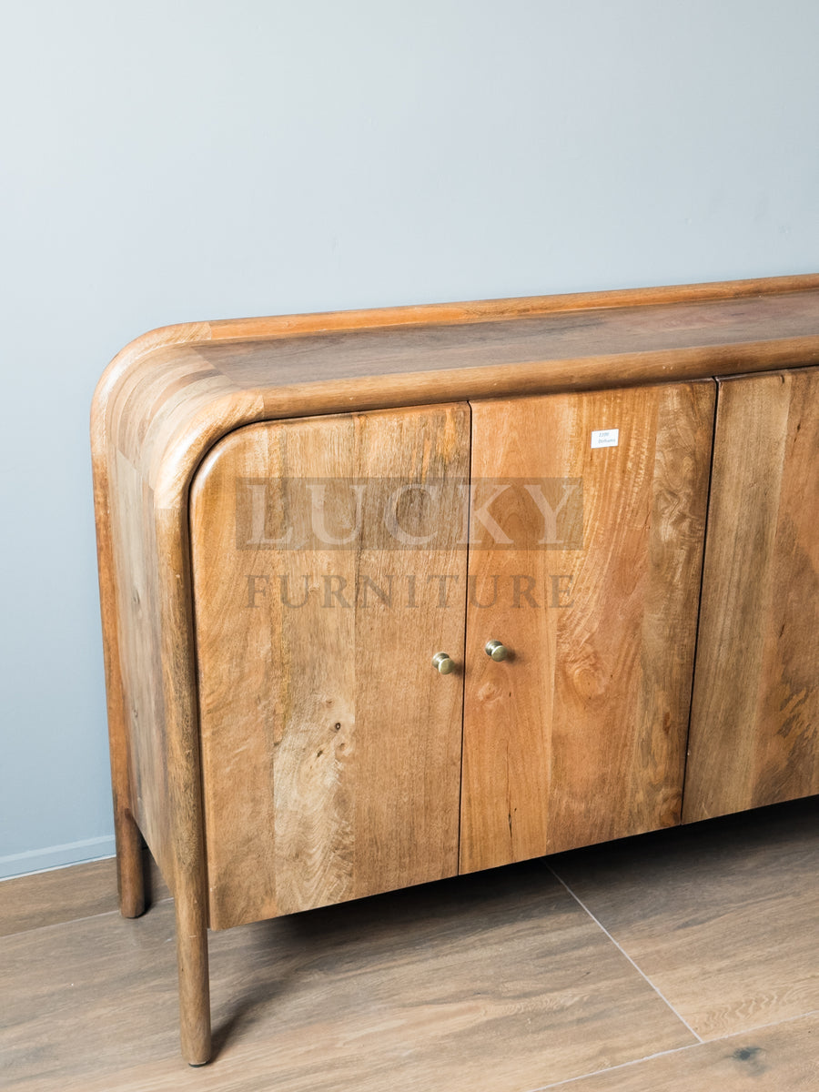 Round Edge Mango wood classic brown Sideboard 4 door