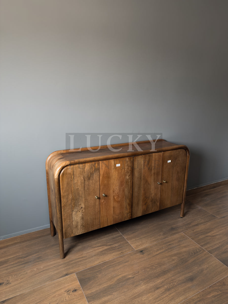 Round Edge Mango wood classic brown Sideboard 4 door