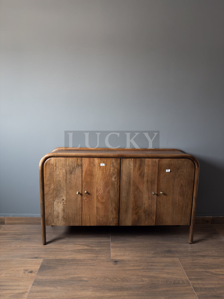 Round Edge Mango wood classic brown Sideboard 4 door