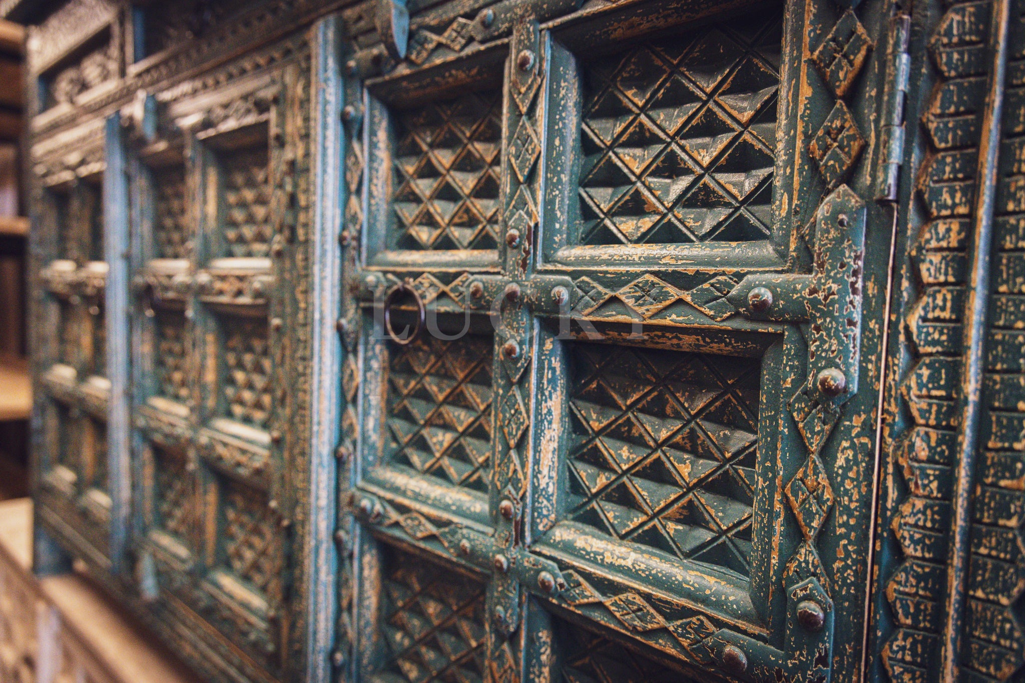 Blue carved sideboard