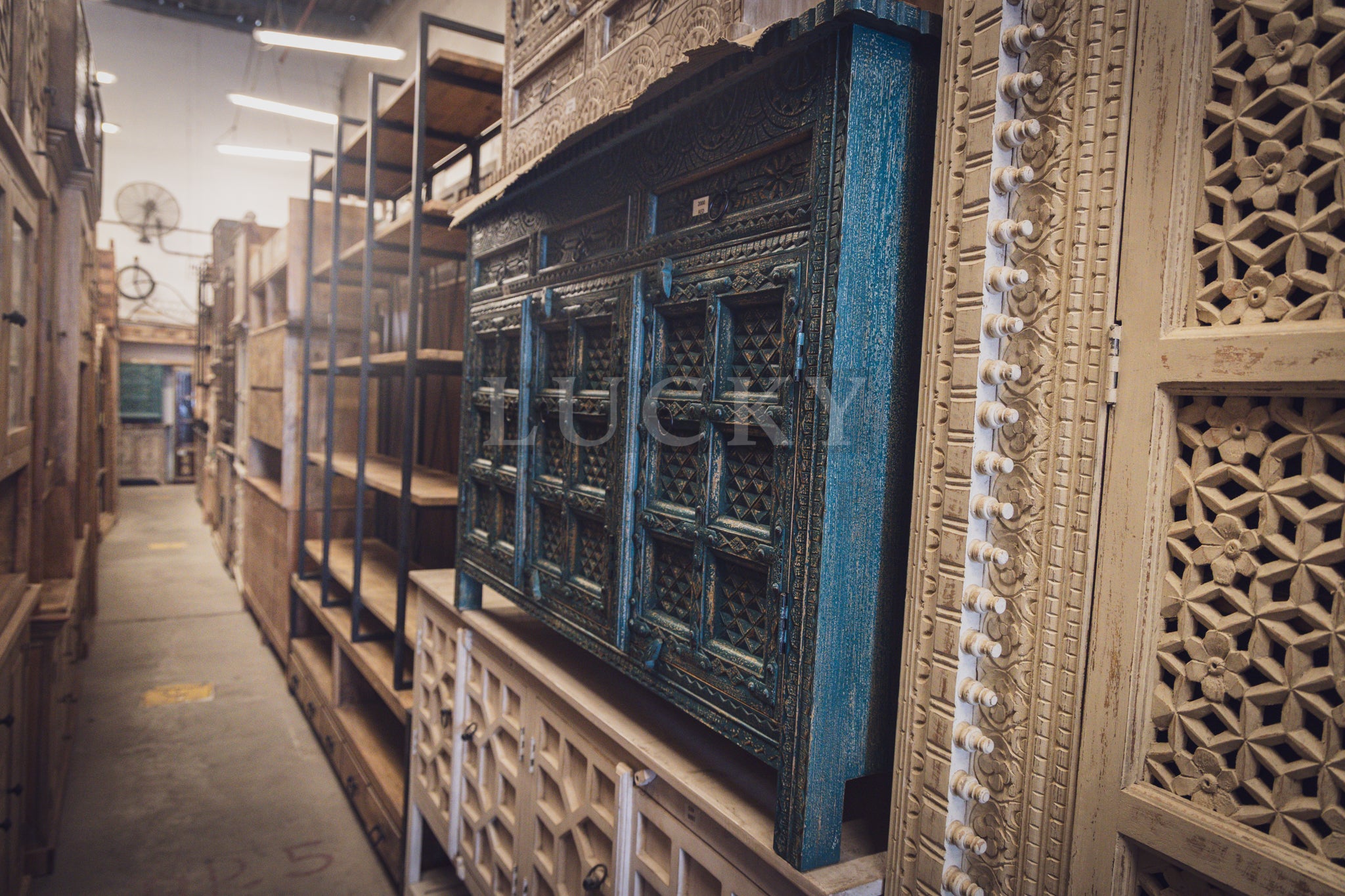 Blue carved sideboard