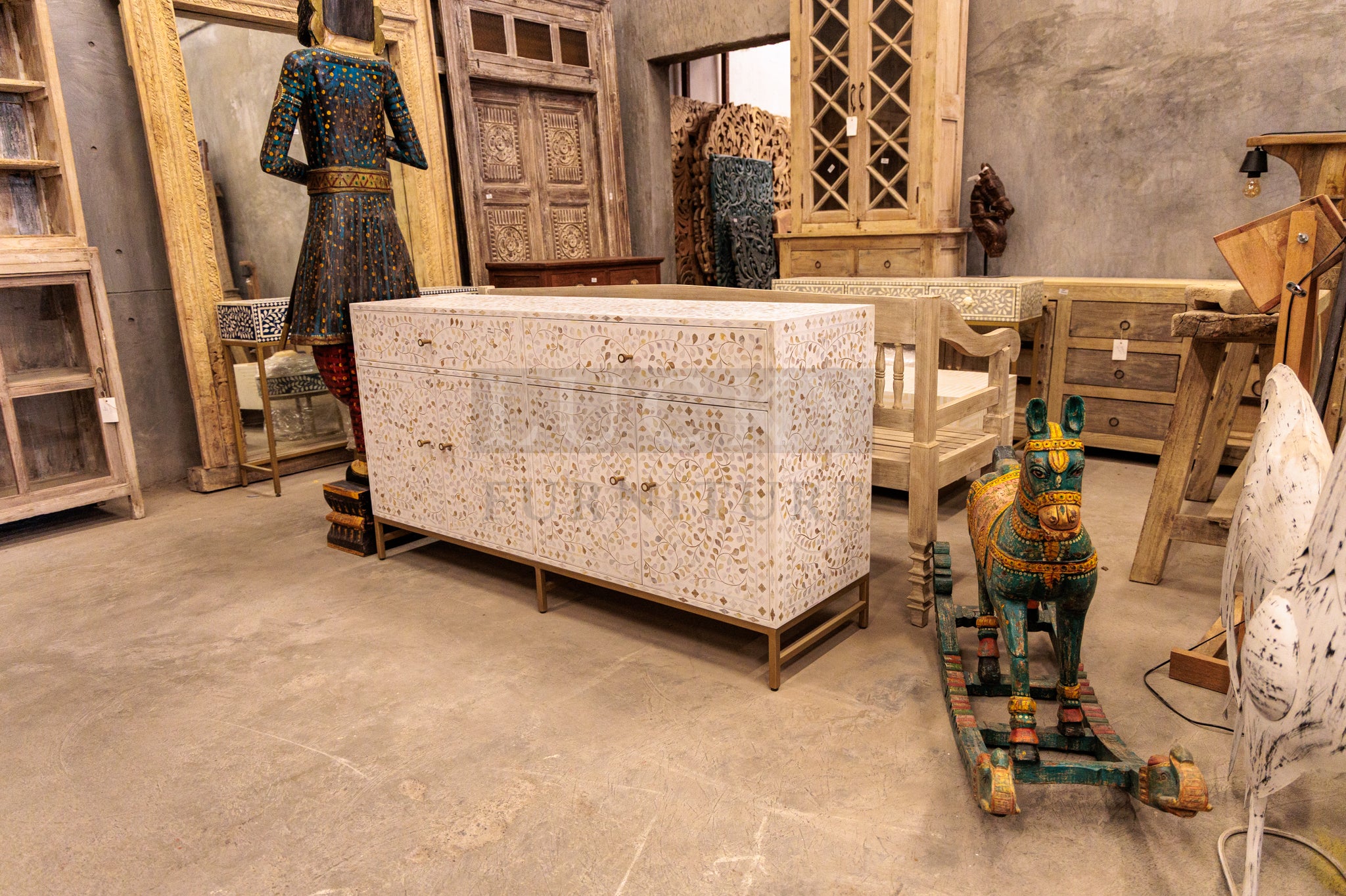 Mother of pearl inlay sideboard