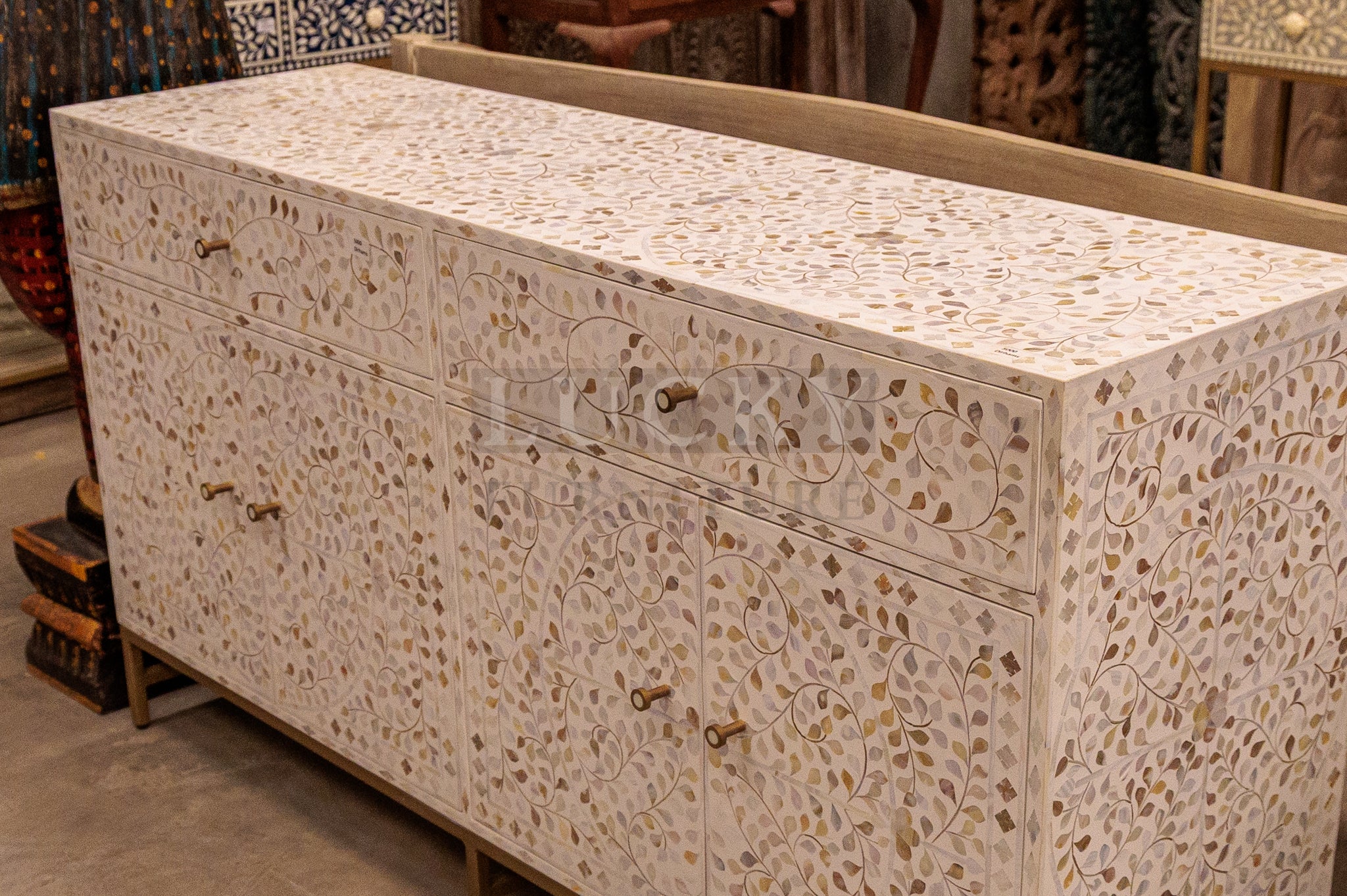 Mother of pearl inlay sideboard