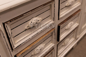 2 part wooden glass cabinet mango wood (White distressed)