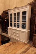 2 part wooden glass cabinet mango wood (White distressed)
