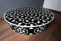 Bone inlay kaleido design black and white round coffee table