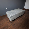Grey and white lines design abstract coffee table bone inlay