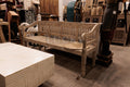 Carved white wash bench