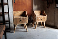 Ribbed fluted design mango wood bed side table
