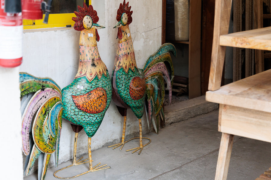 Painted rooster lucky chicken decor