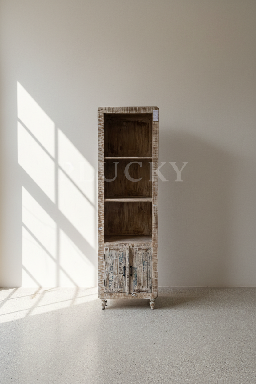 Recycle wood narrow bookshelf