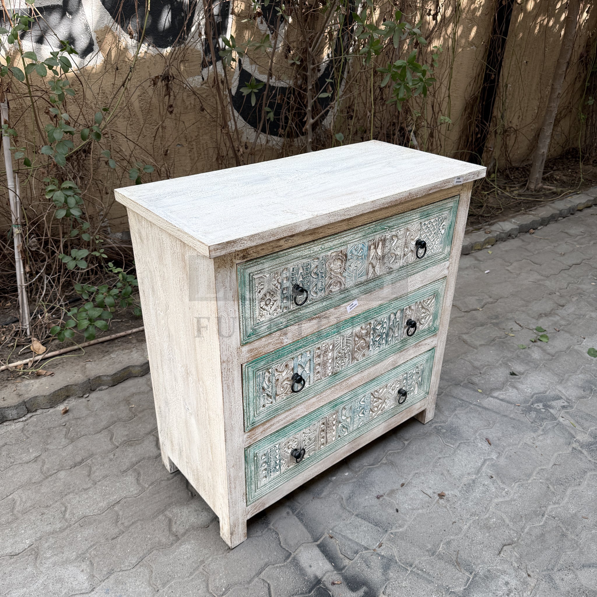 Recycle multicolor carved draw chest