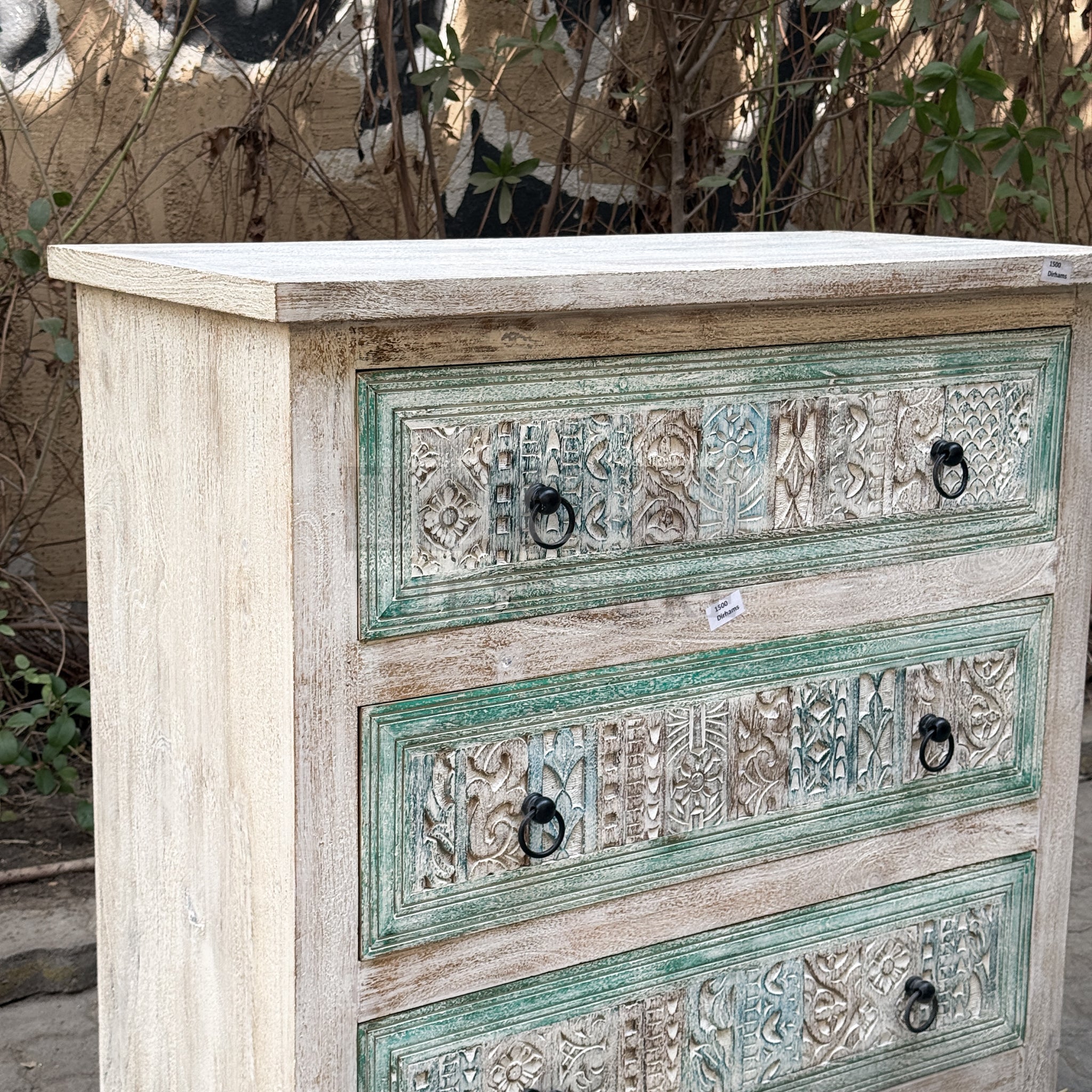 Recycle multicolor carved draw chest