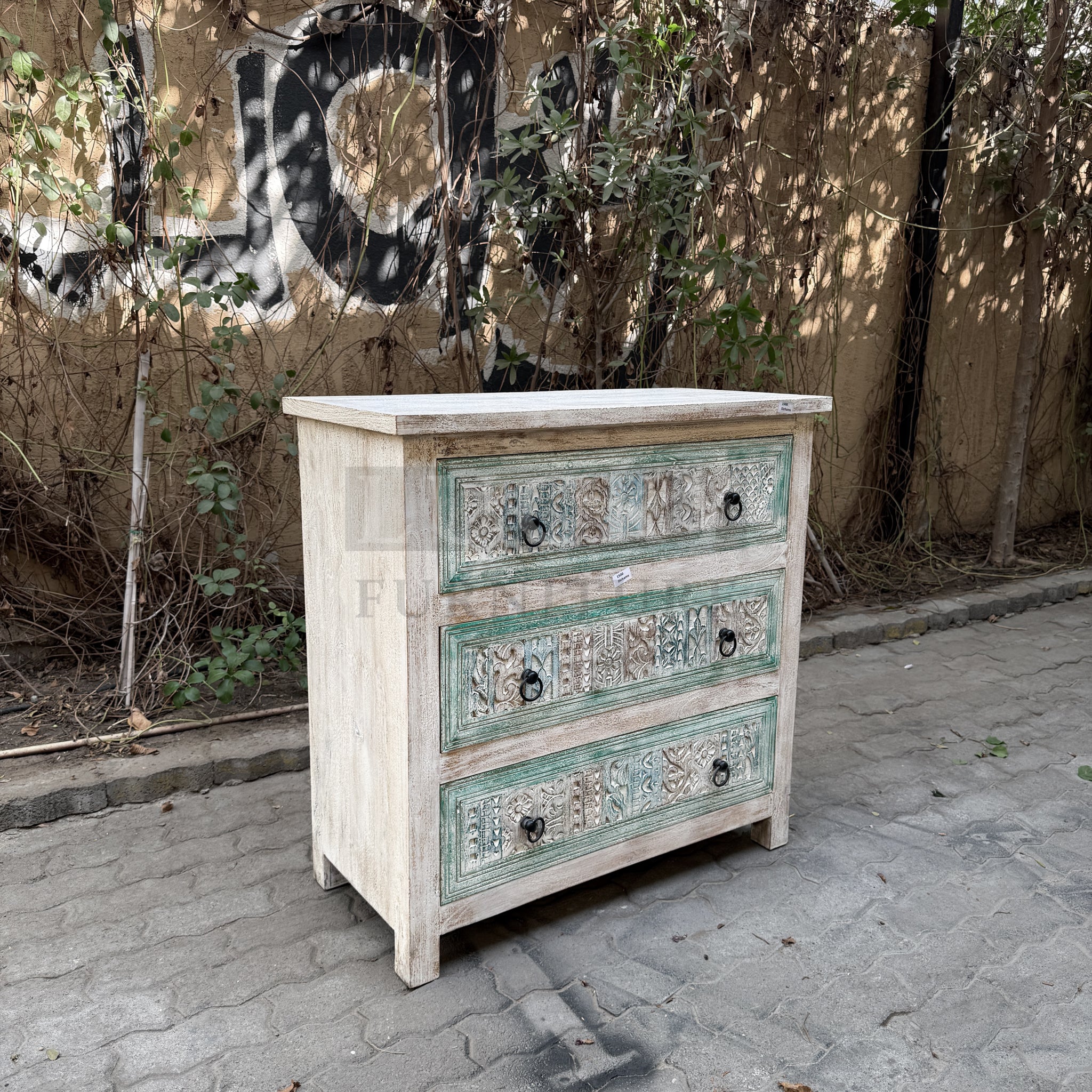 Recycle multicolor carved draw chest