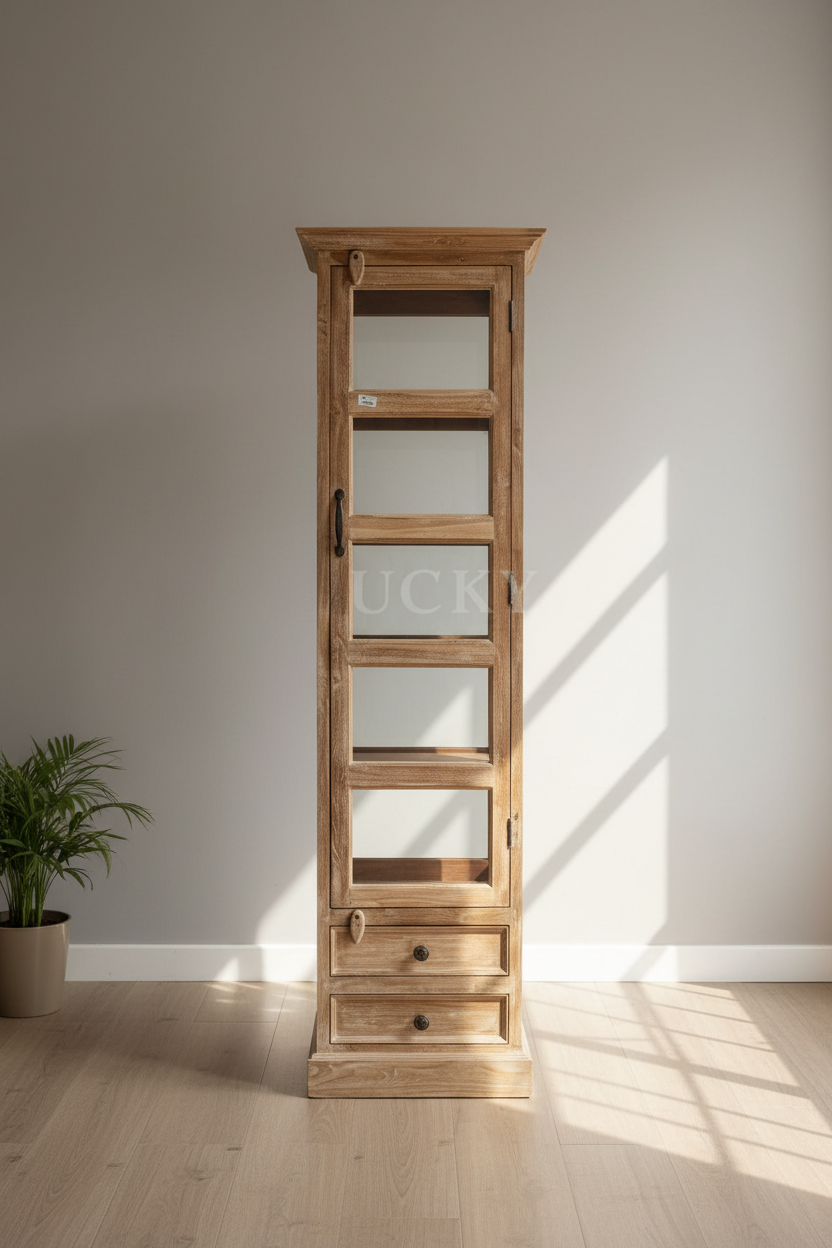 Teak wood glass cabinet