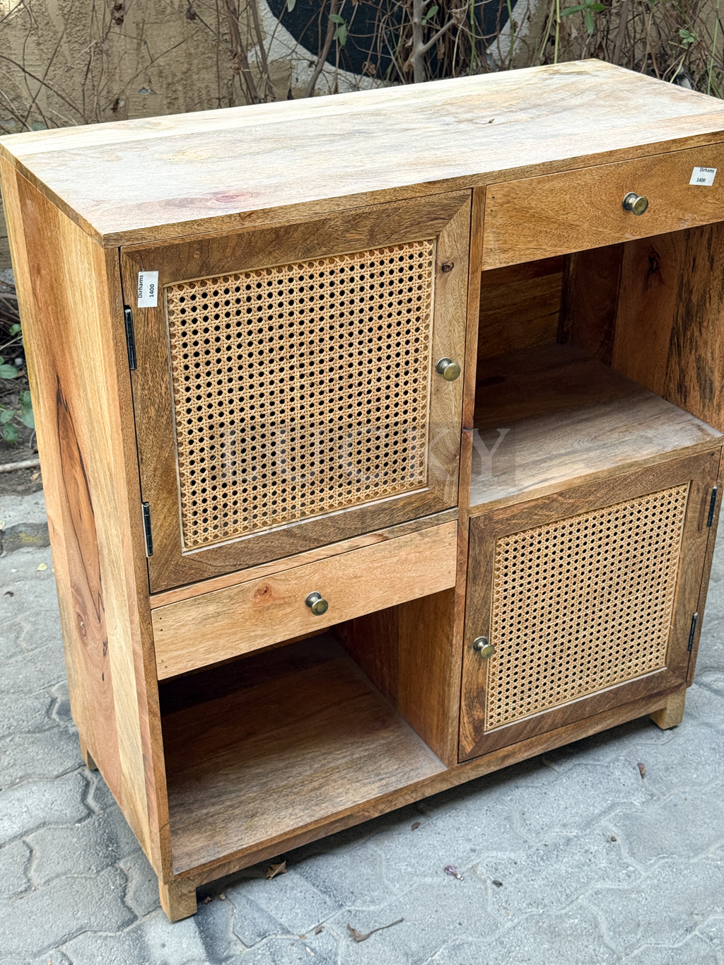 Rattan and mango wood Sideboard