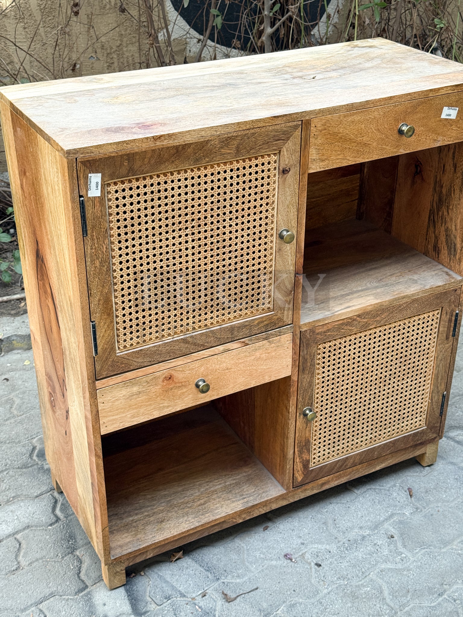 Rattan and mango wood Sideboard