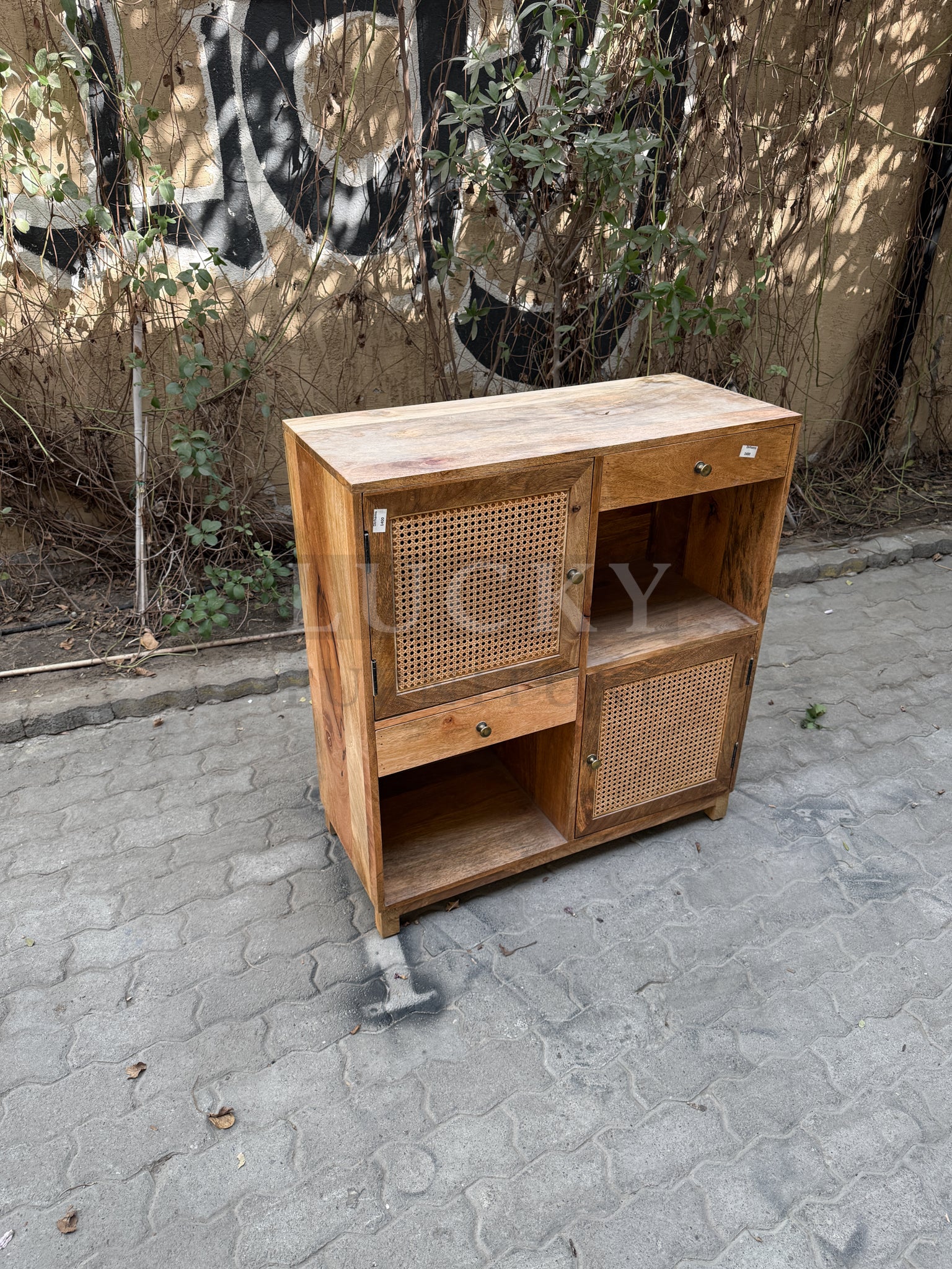 Rattan and mango wood Sideboard