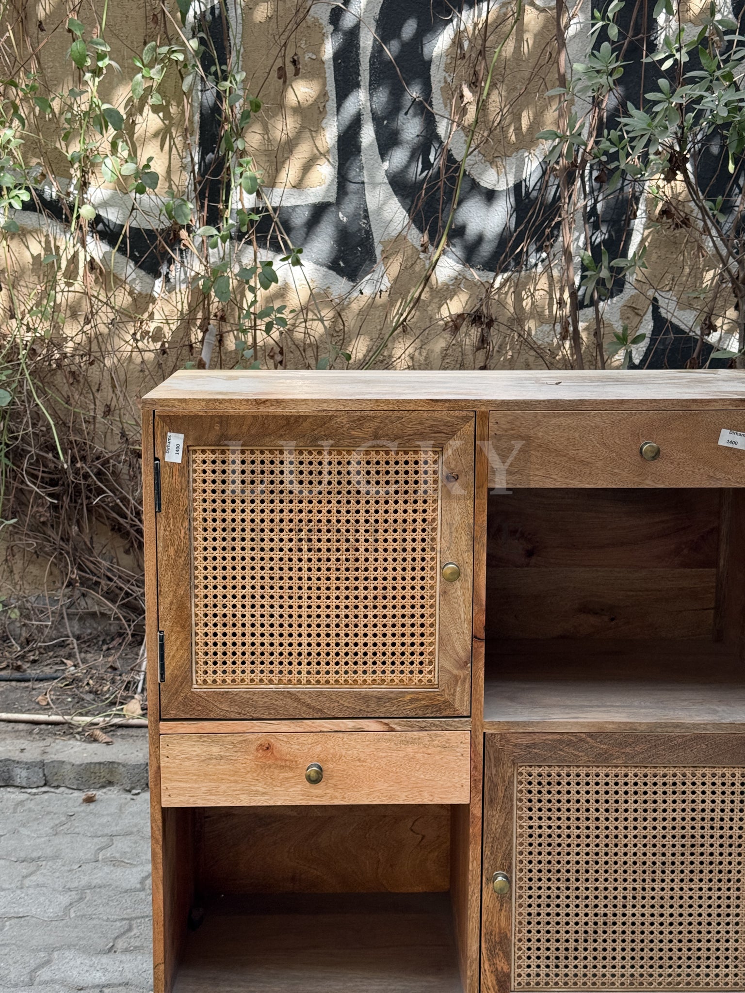Rattan and mango wood Sideboard