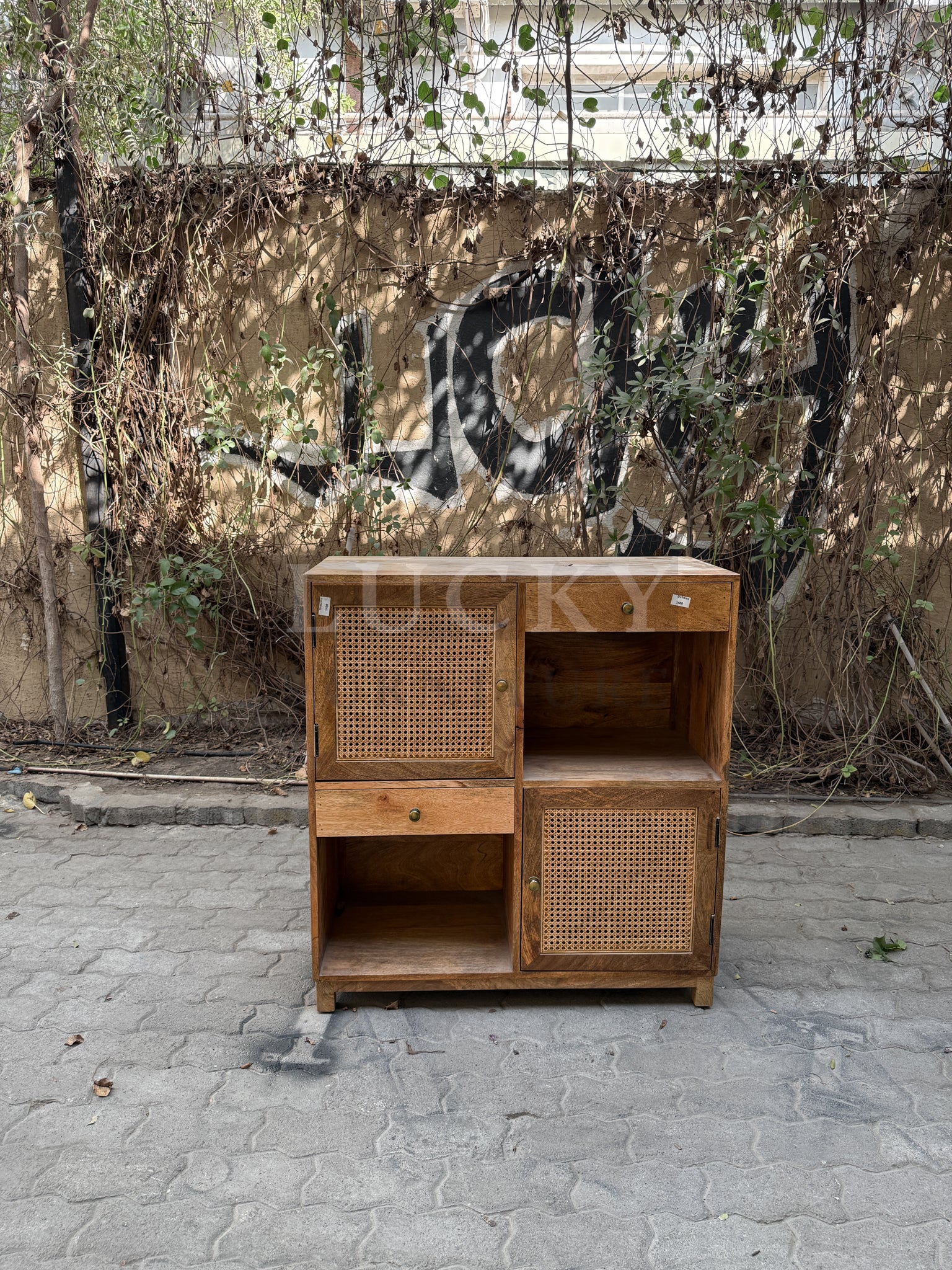Rattan and mango wood Sideboard