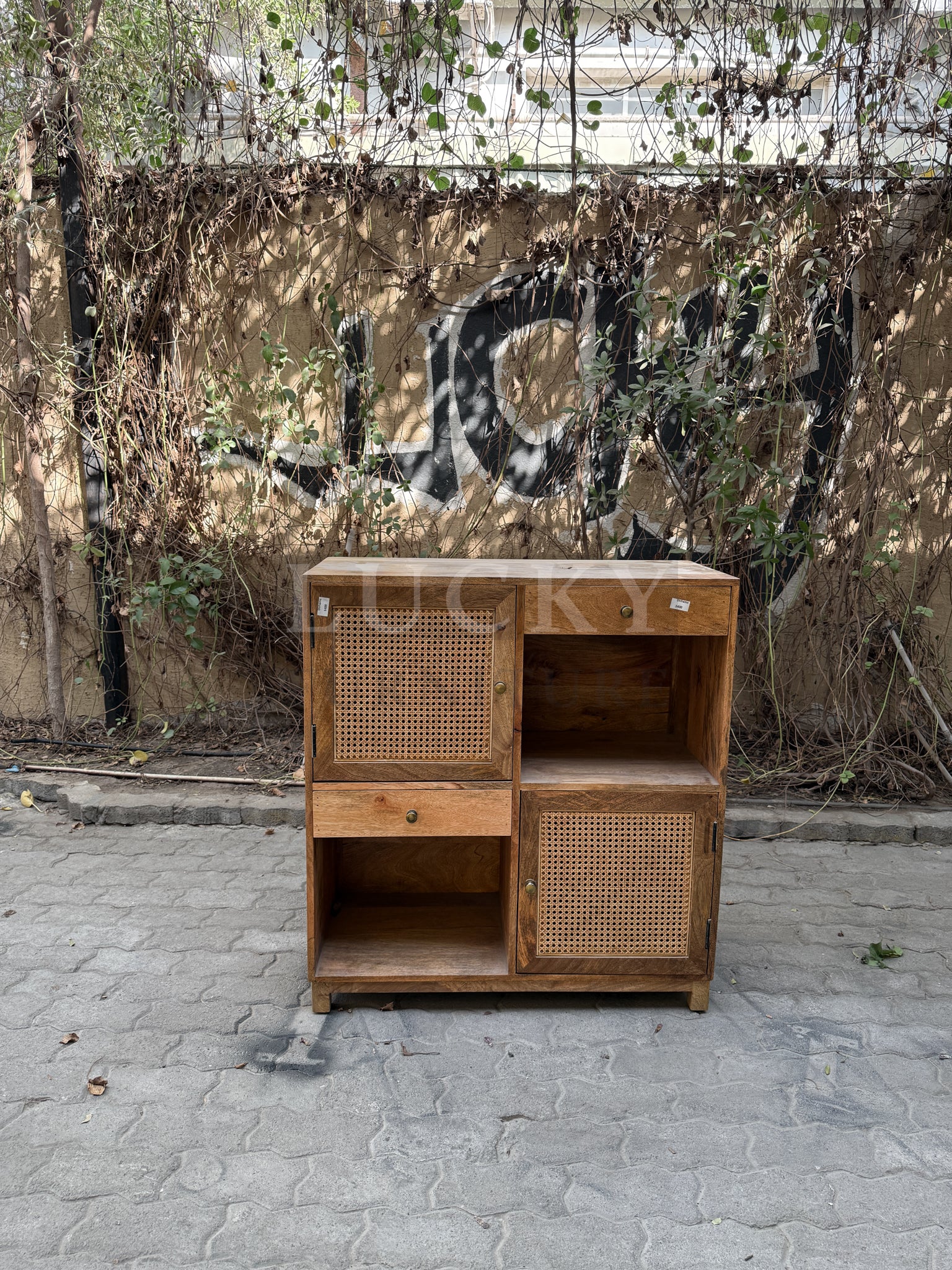 Rattan and mango wood Sideboard