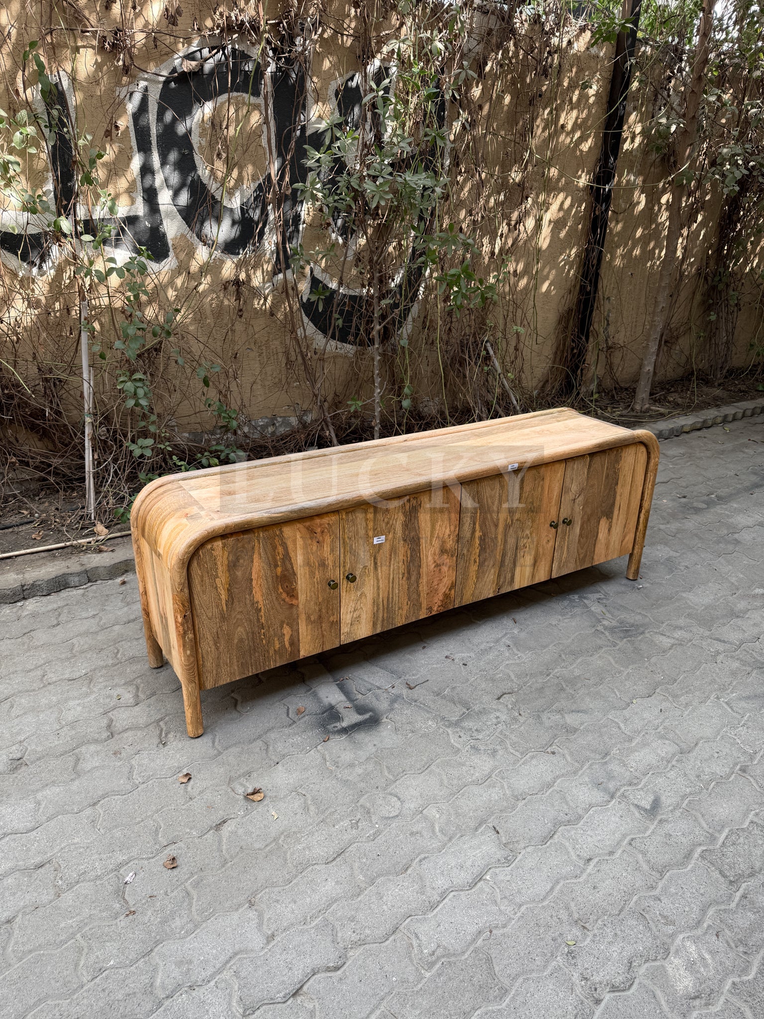 Mango wood rounded edge tv stand