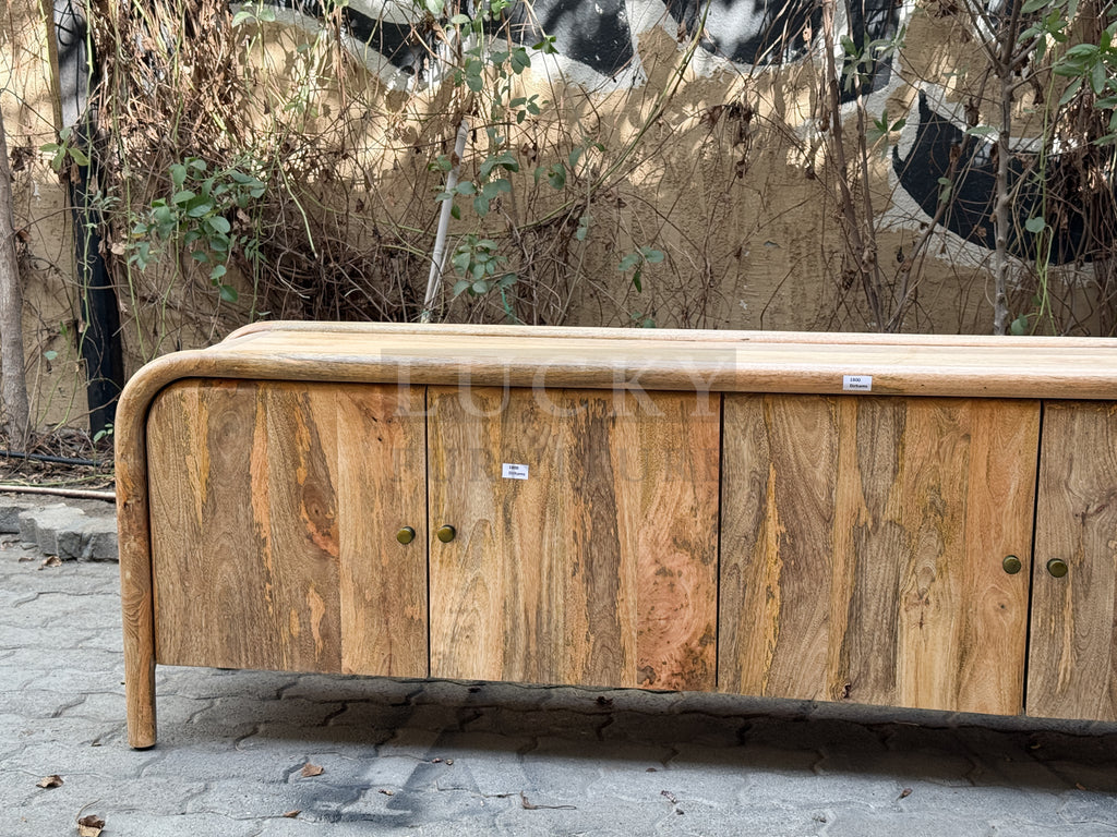 Mango wood rounded edge tv stand