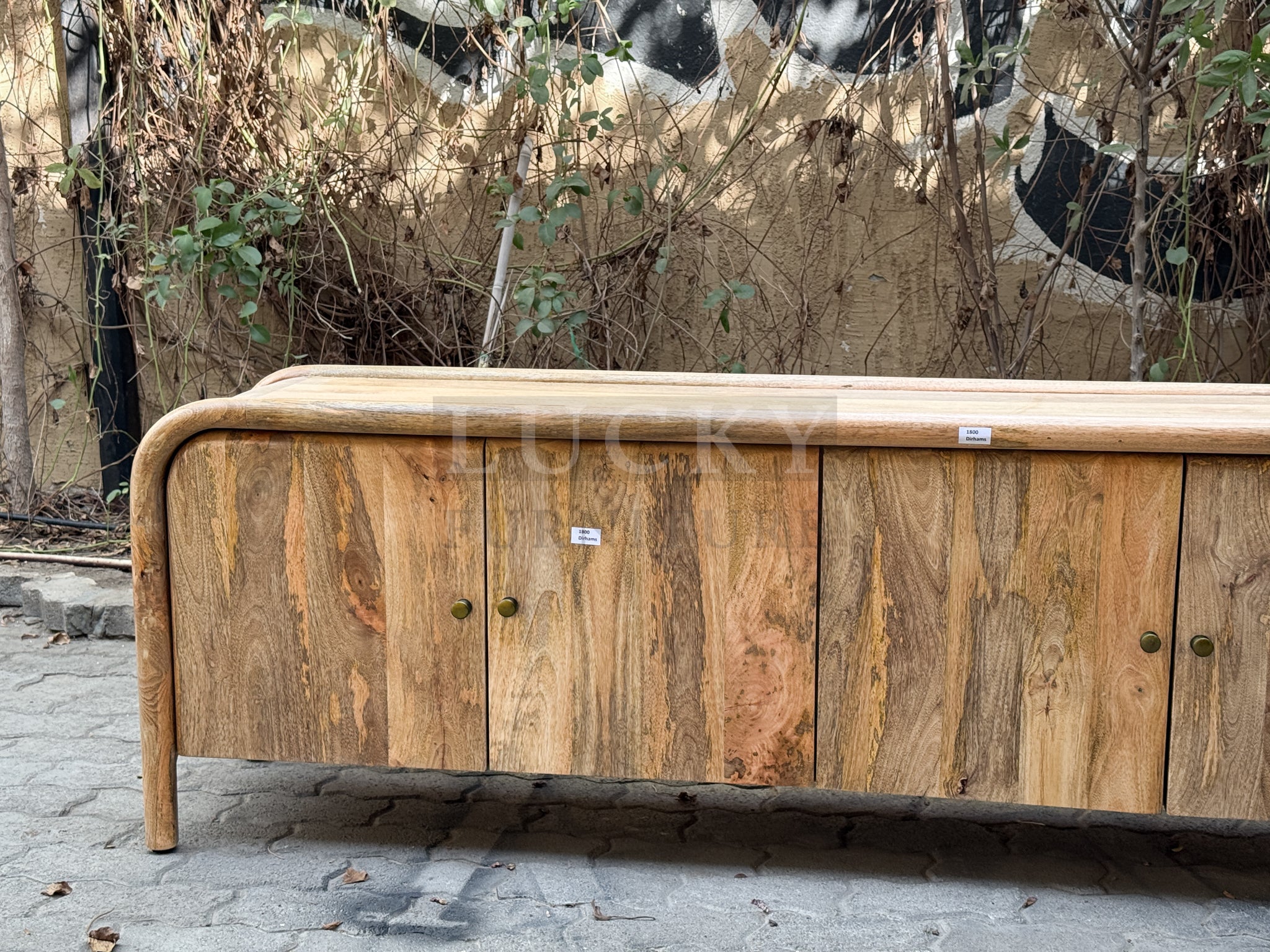 Mango wood rounded edge tv stand