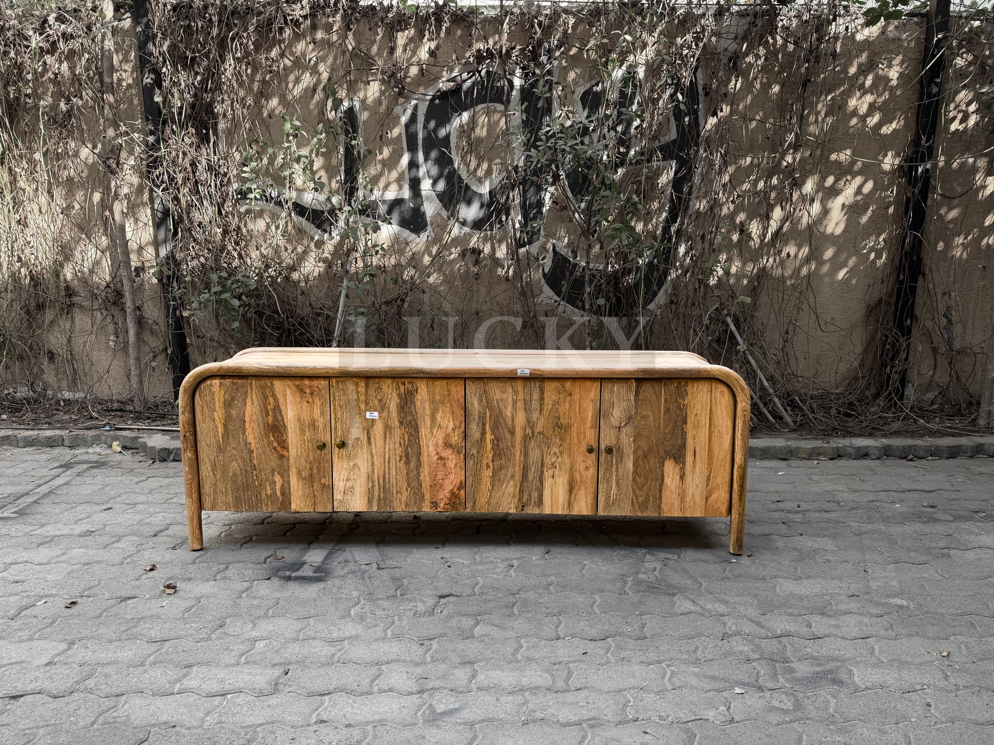 Mango wood rounded edge tv stand