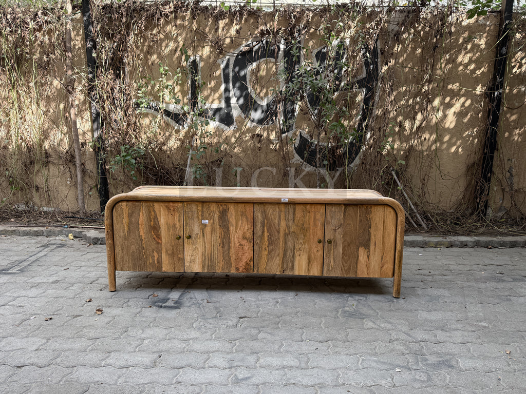 Mango wood rounded edge tv stand