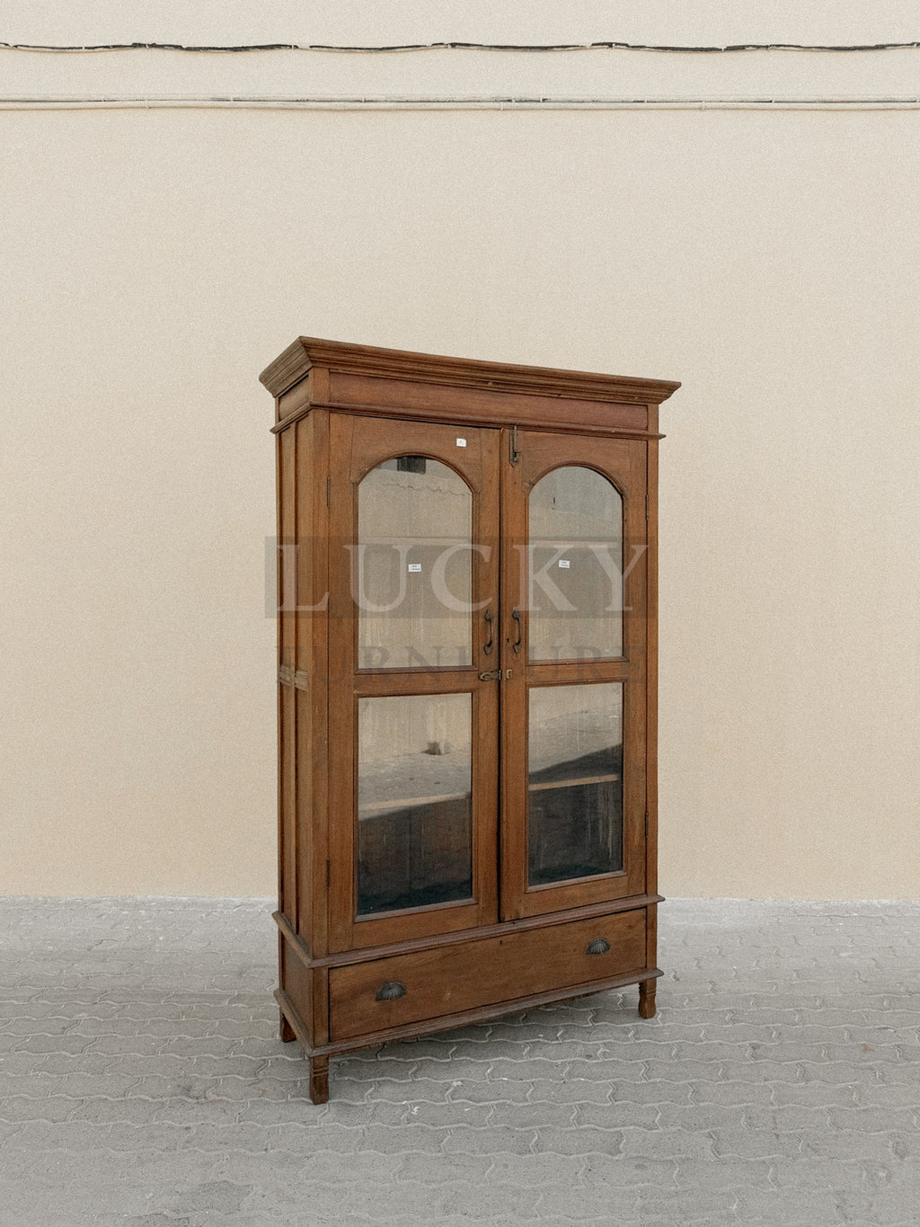 Vintage teak glass cabinet