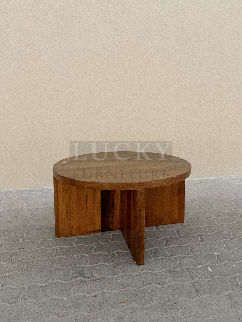 Mango wood round coffee table