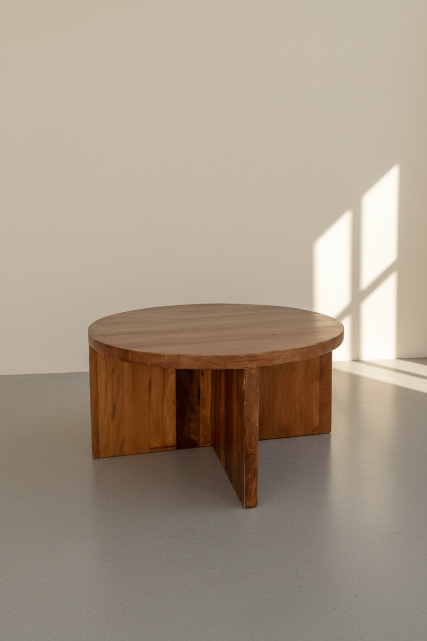 Mango wood round coffee table